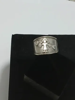 Anel Prata 925 Menina e 2 Corações  Com contrastes