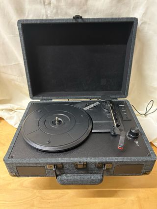 Tocadiscos Portátil Tela Gris Oscuro