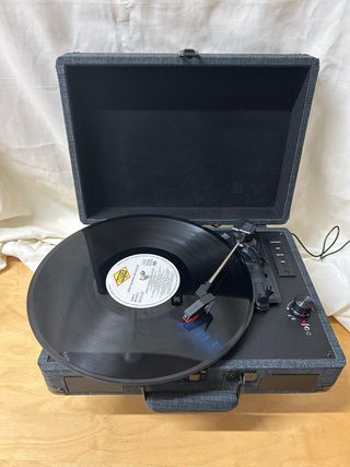 Tocadiscos Portátil Tela Gris Oscuro