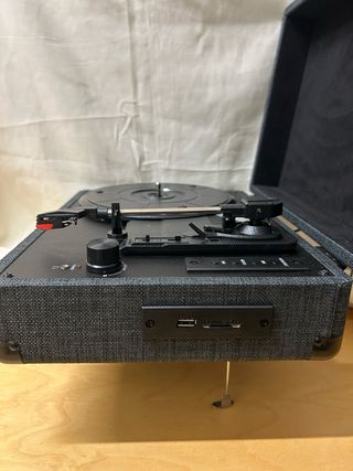 Tocadiscos Portátil Tela Gris Oscuro