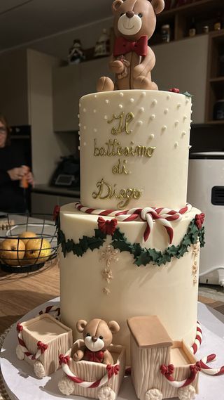 Torta scenografica battesimo orsetto