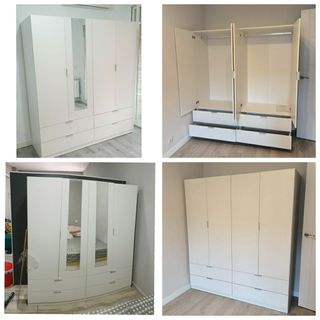 Armario blanco con puertas de espejo