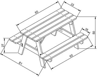 Mesa picnic infantil madera