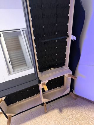 Sofá chaise longue negro tela