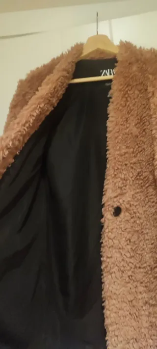 Abrigo pelo suave rosa/marrón