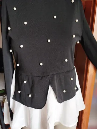 Blusa manga larga perlas talla S
