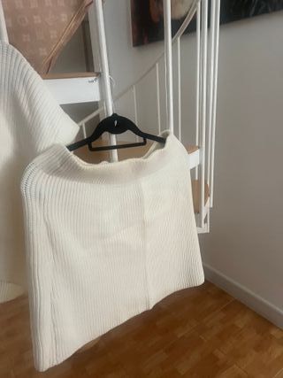Conjunto Zara Falda y Suéter Punto Blanco Talla Ún