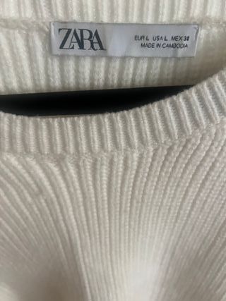 Conjunto Zara Falda y Suéter Punto Blanco Talla Ún
