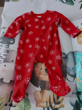 Tutina neonato rossa con fiocchi di neve 62 cm