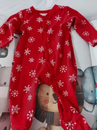 Tutina neonato rossa con fiocchi di neve 62 cm