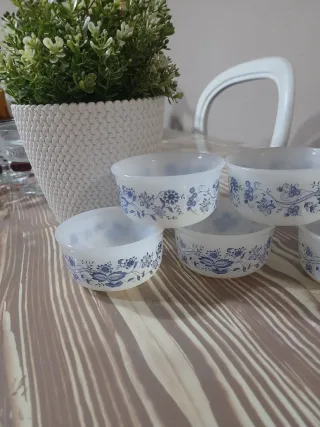 5 Ramequines o cuenquitos postre con Diseño aster