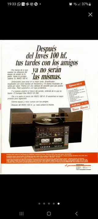 Minicadena inves 100hf. Tocadiscos Cassette Negro/