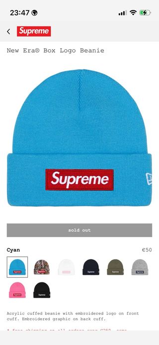 Gorro Supreme New Era Box Logo Azul