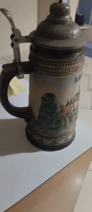 Brocca Praga ceramica e metallo