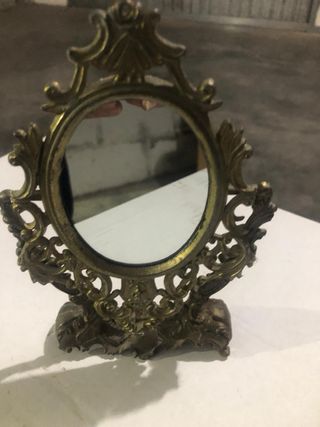 Specchio da tavolo antico in ottone