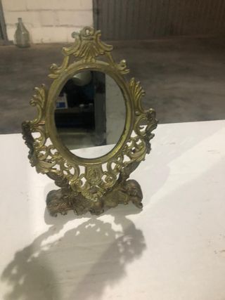 Specchio da tavolo antico in ottone
