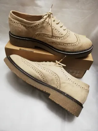 Zapatos Blucher Serraje Beige Talla 41