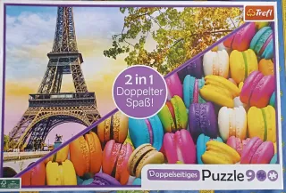 Puzzle Doble 1000 Piezas Torre Eiffel Macarons