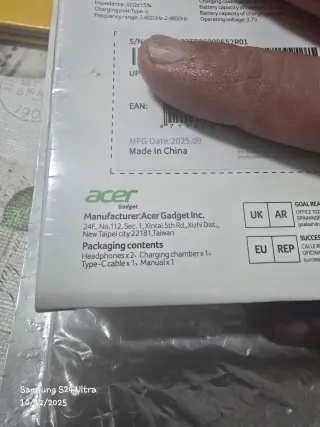 Auriculares Acer OHR541 TWS Bluetooth