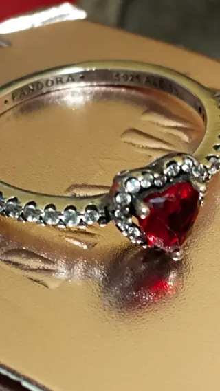 Anillo Pandora Corazón Rojo Plata 925