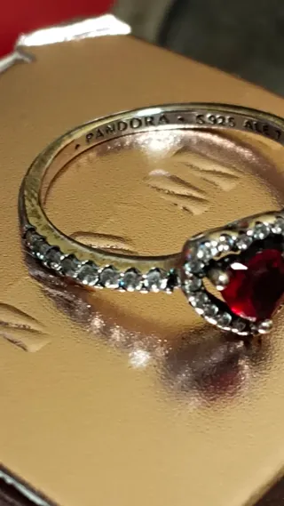 Anillo Pandora Corazón Rojo Plata 925