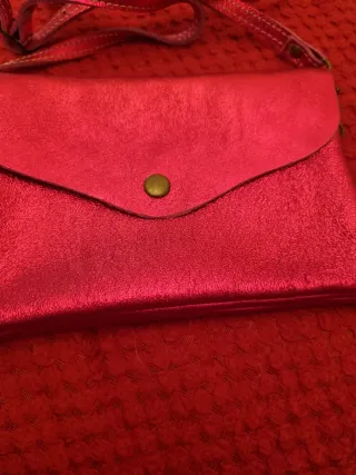 Bolso rosa piel dorado