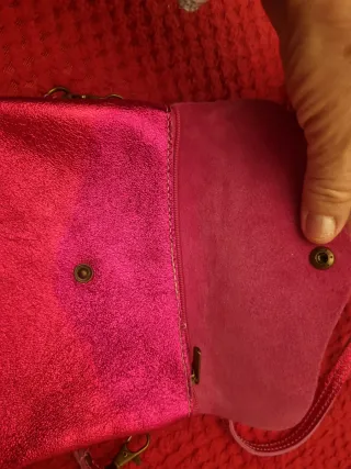 Bolso rosa piel dorado