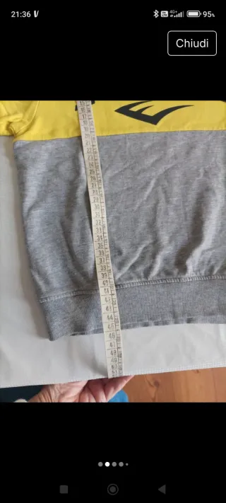 Felpa Everlast cotone gialla e grigia