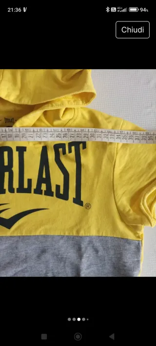 Felpa Everlast cotone gialla e grigia