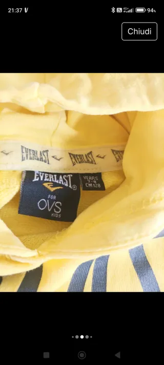Felpa Everlast cotone gialla e grigia