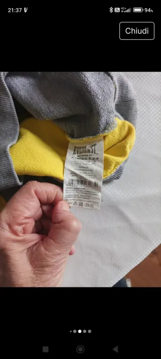 Felpa Everlast cotone gialla e grigia