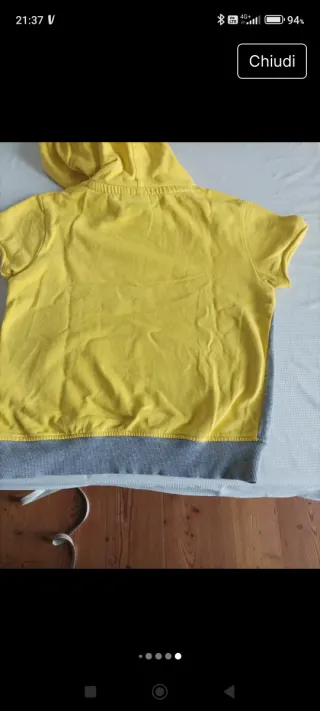 Felpa Everlast cotone gialla e grigia