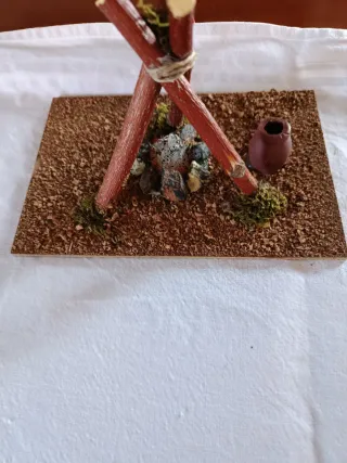 2 Piezas Belén: Establo y fuego