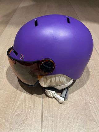 Casco esquí SALOMON morado con visera. Talla 49-53