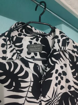 Camisa Hawaiana Hojas Tropicales Talla M