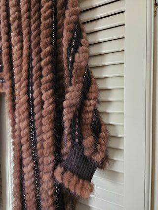 Chal pelo sintético tricotado marrón - NEGOCIABLE