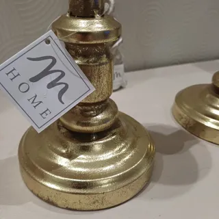 Coppia Portacandele Metallo Dorato