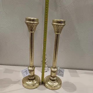 Coppia Portacandele Metallo Dorato
