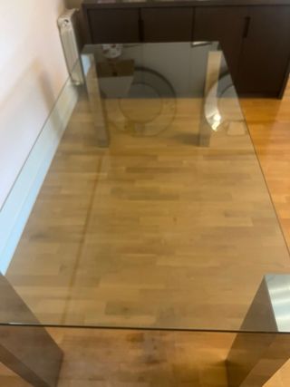 Mesa Comedor Cristal y Acero Inoxidable arteespaña