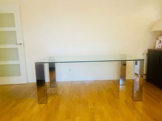 Mesa Comedor Cristal y Acero Inoxidable arteespaña