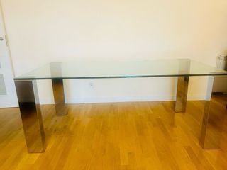 Mesa Comedor Cristal y Acero Inoxidable arteespaña