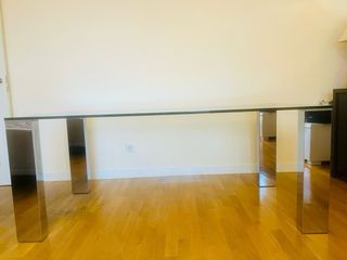 Mesa Comedor Cristal y Acero Inoxidable arteespaña