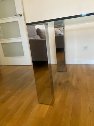 Mesa Comedor Cristal y Acero Inoxidable arteespaña