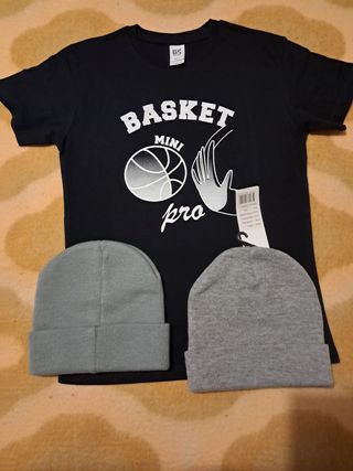 Set 2 cappelli e 1 maglietta t-shirt basket nuovi