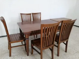 Mesa comedor y 6 sillas madera benge