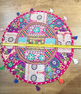 Funda Cojín Redonda Artesanal Multicolor