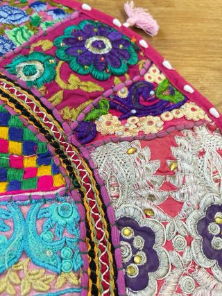 Funda Cojín Redonda Artesanal Multicolor