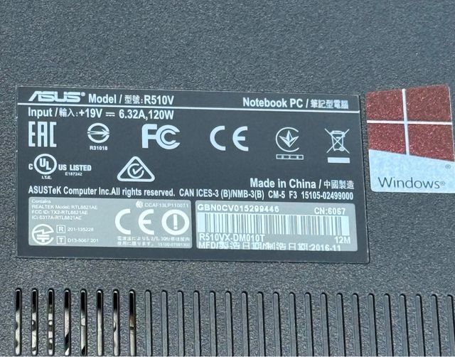 Portátil ASUS R510V i7 GTX 950M 8GB RAM 1TB