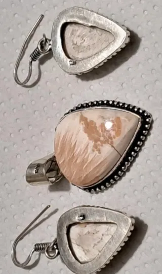 Set Pendente e Orecchini Pietra scoleciteArgento
