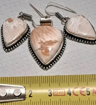 Set Pendente e Orecchini Pietra scoleciteArgento
